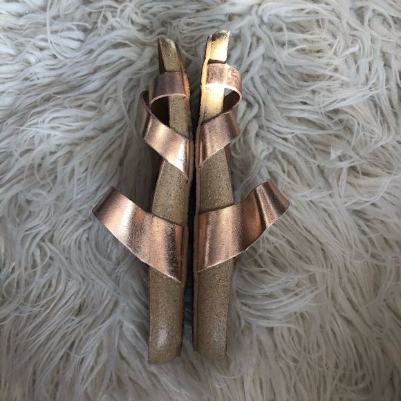 Yokono Spain Rose Gold Copper Strappy Leather Sandals 6 - Picture 7 of 8